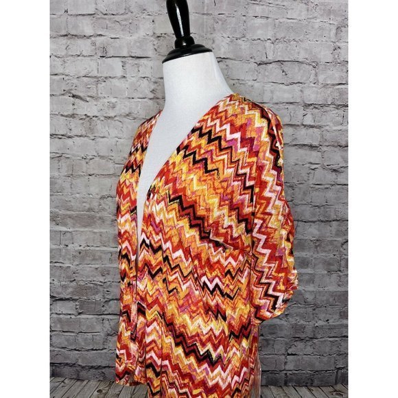 Girls LuLaRoe‎ Red Orange Chevron Striped Bianka - Picture 6 of 12